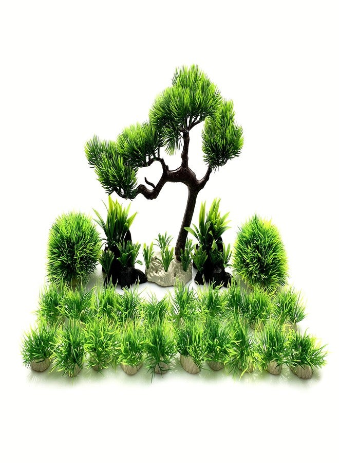 BEGONDIS مجموعة أشجار نباتات مائية خضراء اصطناعية لأحواض السمك من بيغوندس، 25 قطعة، زينة لأحواض السمك، مصنوعة من البلاستيك الناعم، آمنة لجميع الأسماك والحيوانات الأليفة (المجموعة 1) - Image 1